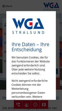 Vorschau der mobilen Webseite www.wga-stralsund.de, Wohnungsgenossenschaft Aufbau eG