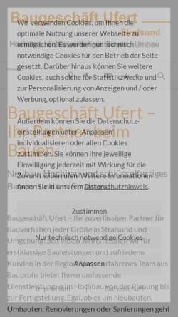 Vorschau der mobilen Webseite www.baugeschaeft-ufert.de, Baugeschäft Ufter GbR