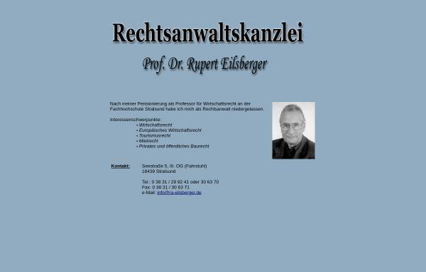 Vorschau von www.ra-eilsberger.de, Rechtsanwaltskanzlei Prof. Dr. Rupert Eilsberger