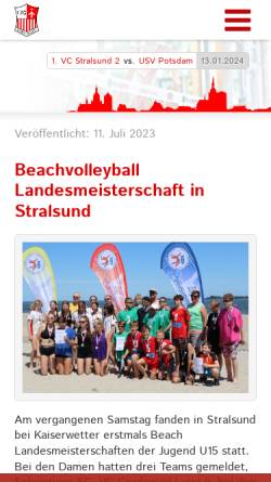 Vorschau der mobilen Webseite www.vc-stralsund.de, 1. Volleyballclub Stralsund e. V.