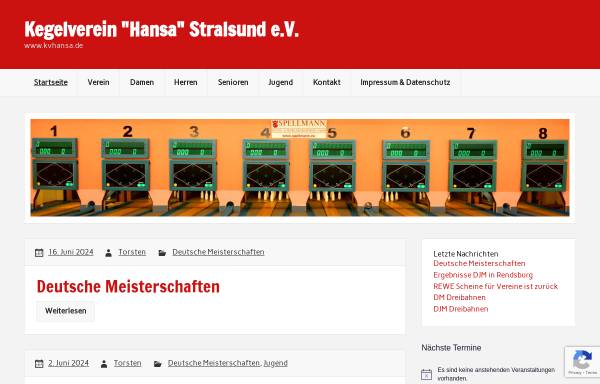 Vorschau von www.kvhansa.de, Kegelverein Hansa Stralsund e. V.