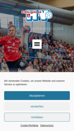 Vorschau der mobilen Webseite www.stralsunder-hv.de, Stralsunder Handball-Verein e. V.