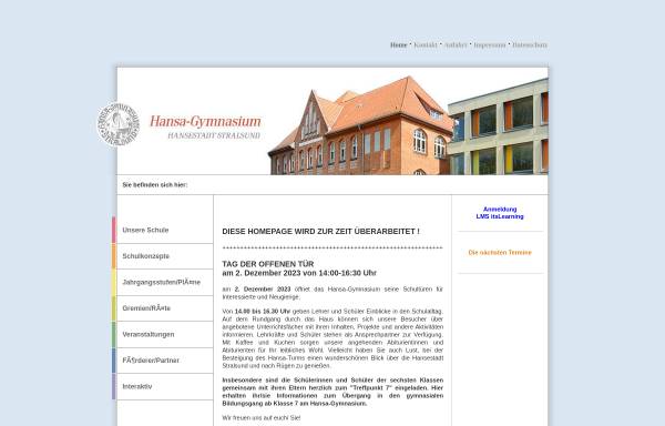 Vorschau von www.hansagymnasium-stralsund.de, Hansa-Gymnasium