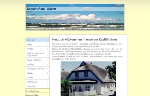 Vorschau von www.kapitaenshaus-ruegen.de, Kapitänshaus Pahnke