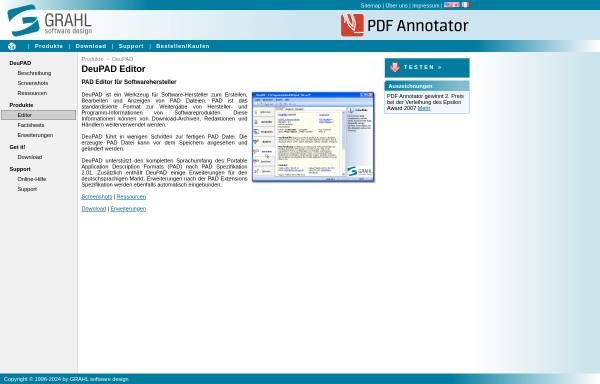 Vorschau von www.grahl-software.com, DeuPAD