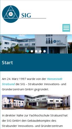 Vorschau der mobilen Webseite www.sig-hst.de, Stralsunder Innovations- und Gründerzentrum GmbH