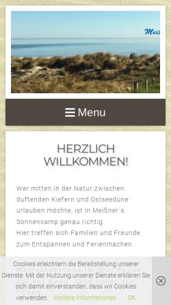 Vorschau der mobilen Webseite www.meissners-sonnencamp.de, Meißner's Sonnen-Camp