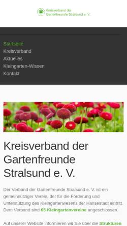 Vorschau der mobilen Webseite www.gartenfreunde-stralsund.de, Kreisverband der Gartenfreunde Stralsund e. V.