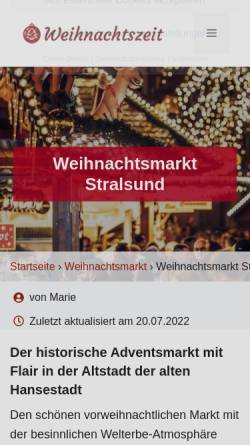 Vorschau der mobilen Webseite www.weihnachtsmarkt-stralsund.de, Weihnachtsmarkt
