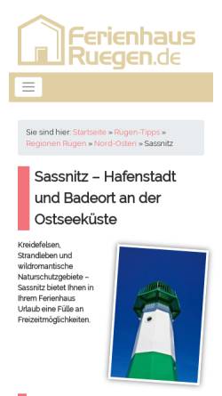 Vorschau der mobilen Webseite www.ferienwohnungen-ruegen-sassnitz.de, Ferienwohnungen Kaack