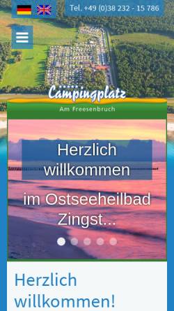 Vorschau der mobilen Webseite www.camping-zingst.de, Campingplatz am Freesenbruch