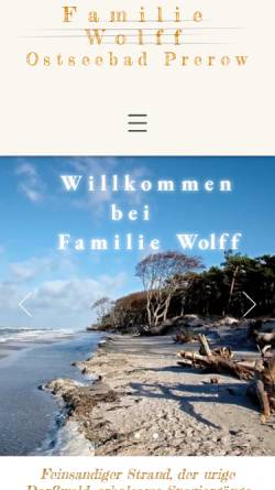 Vorschau der mobilen Webseite www.wolff-prerow.de, Familie Wolff, Ostseebad Prerow