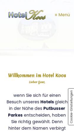 Vorschau der mobilen Webseite hotel-auf-ruegen.de, Hotel Koos und Restaurant Pommernstübchen