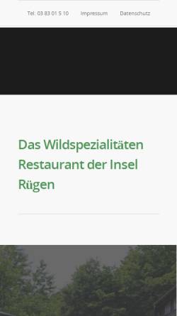 Vorschau der mobilen Webseite www.jaegerhuette-ruegen.de, Restaurant Jägerhütte