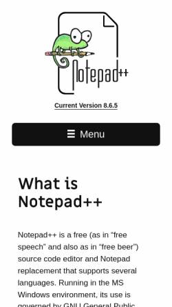 Vorschau der mobilen Webseite notepad-plus.sourceforge.net, NOTEPAD++