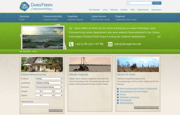 Vorschau von www.darssferien.de, DarssFerien Zimmervermittlung; Inhaber: Stone Software Solutions GmbH