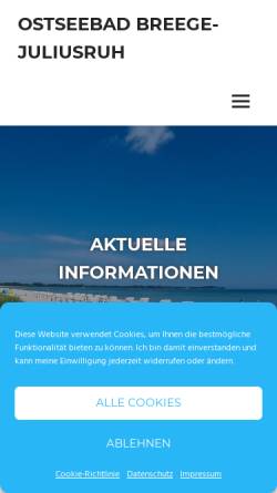 Vorschau der mobilen Webseite www.ostseebad-breege.de, Ostseebad Breege-Juliusruh