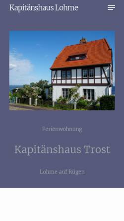 Vorschau der mobilen Webseite www.kapitaenshaus-trost.de, Ferienwohnung Kapitänshaus Trost
