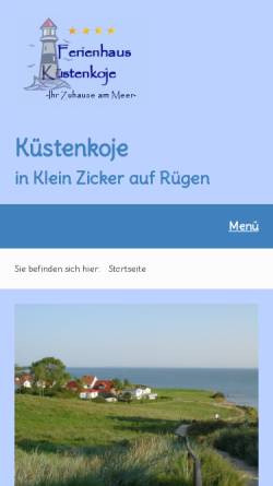 Vorschau der mobilen Webseite www.kuestenkoje.de, Ferienhaus Küstenkoje