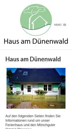 Vorschau der mobilen Webseite www.hausamduenenwald.de, Ferienhaus am Dünenwald