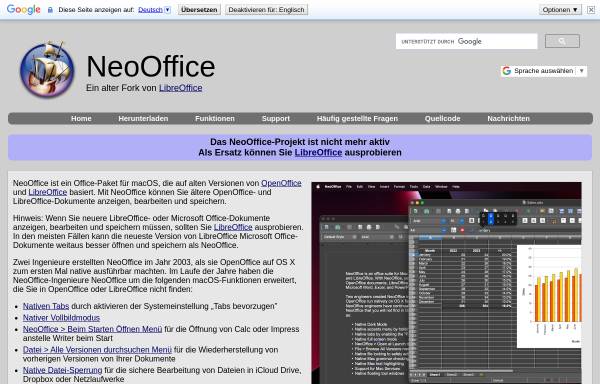 Vorschau von www.neooffice.org, NeoOffice