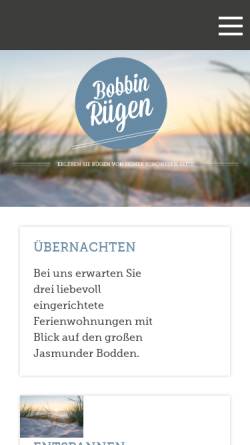 Vorschau der mobilen Webseite bobbin-ruegen.de, Ferienwohnungen Grawwert