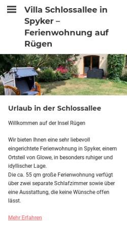 Vorschau der mobilen Webseite www.villa-schlossallee.de, Ferienwohnung Villa Schlossallee