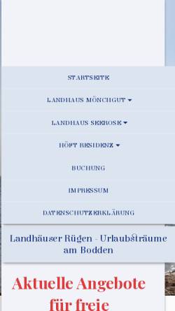 Vorschau der mobilen Webseite www.landhaus-moenchgut.de, Landhaus Mönchgut