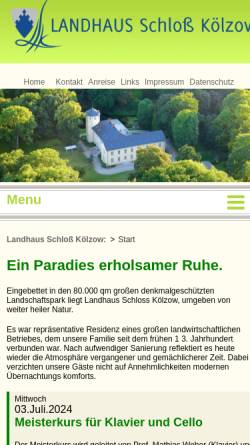 Vorschau der mobilen Webseite www.schloss-koelzow.de, Landhaus Schloss Kölzow