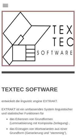 Vorschau der mobilen Webseite www.textec.de, Textec Software