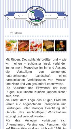 Vorschau der mobilen Webseite ruegenprodukte.de, Rügen Produkte Verein e.V.
