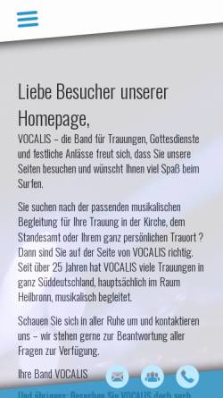 Vorschau der mobilen Webseite www.band-vocalis.de, Vocalis