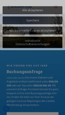 Vorschau der mobilen Webseite www.hotelschiff-stinne.de, Hotelschiff Stinne