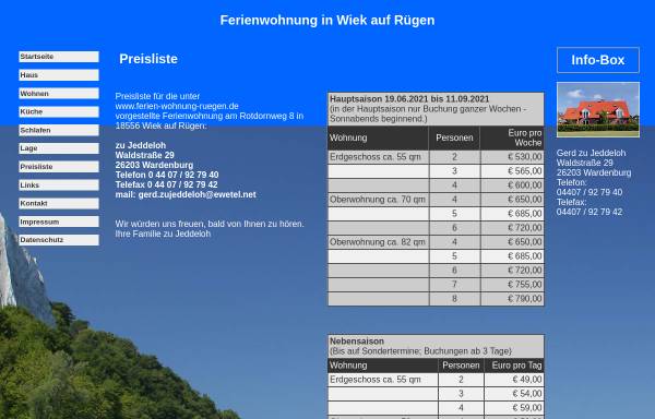 Vorschau von www.ferien-wohnung-ruegen.de, Ferienwohnungen Gerd zu Jeddeloh