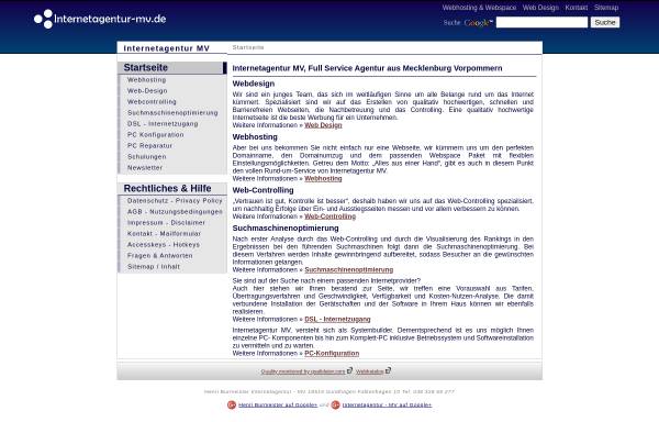 Vorschau von www.internetagentur-mv.de, Internetagentur MV; Inhaber: Henri Burmeister