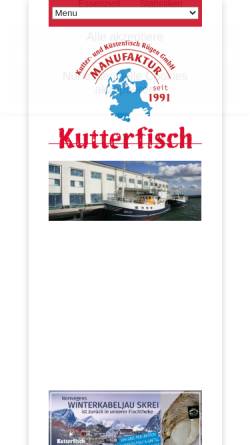 Vorschau der mobilen Webseite sassnitz.kutterfisch.de, Kutter- und Küstenfisch Rügen GmbH