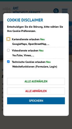 Vorschau der mobilen Webseite www.amt-moenchgut.de, Amt Mönchgut-Granitz