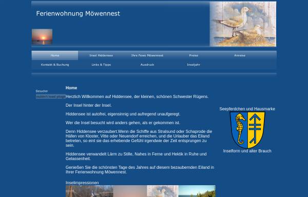 Vorschau von www.xn--mwennest-hiddensee-d3b.de, Ferienwohnung Möwennest
