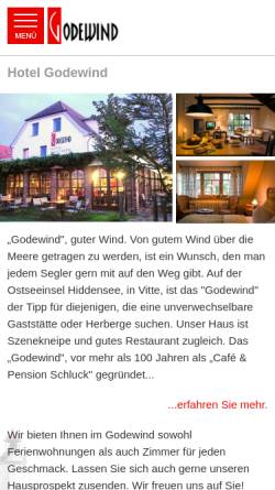 Vorschau der mobilen Webseite www.hotelgodewind.de, Godewind Hotel und Gaststätten GmbH