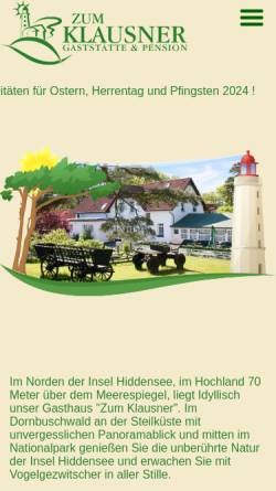 Vorschau der mobilen Webseite www.klausner-hiddensee.de, Gaststätte & Pension \