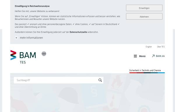 Vorschau von tes.bam.de, BAM - TES Technische Sicherheit - Gefahrgutumschliessungen