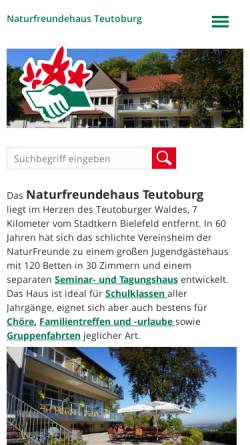 Vorschau der mobilen Webseite www.nfht.de, Naturfreundehaus Teutoburg
