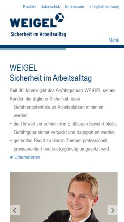 Vorschau der mobilen Webseite www.gb-weigel.de, Gefahrgutbüro Weigel GmbH