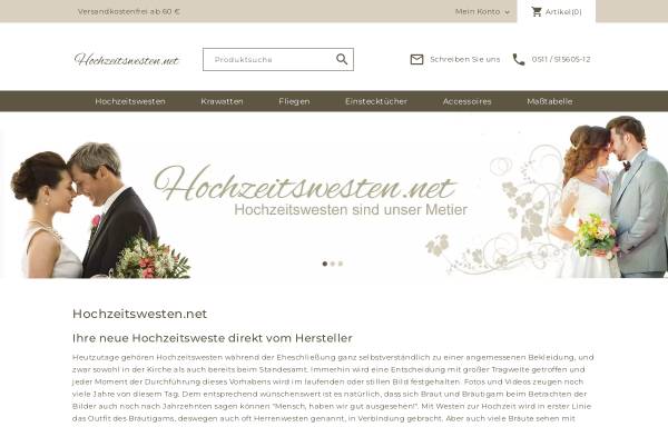 Vorschau von www.hochzeitswesten.net, Hochzeitswesten für den Bräutigam