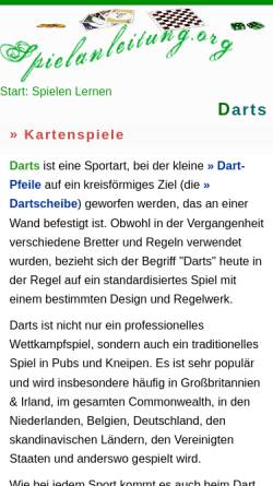 Vorschau der mobilen Webseite outlaws-dart.de, Dart Seelze