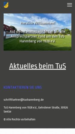 Vorschau der mobilen Webseite www.tus-harenberg.de, TuS Harenberg