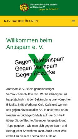 Vorschau der mobilen Webseite www.antispam-ev.de, Antispam e.V.