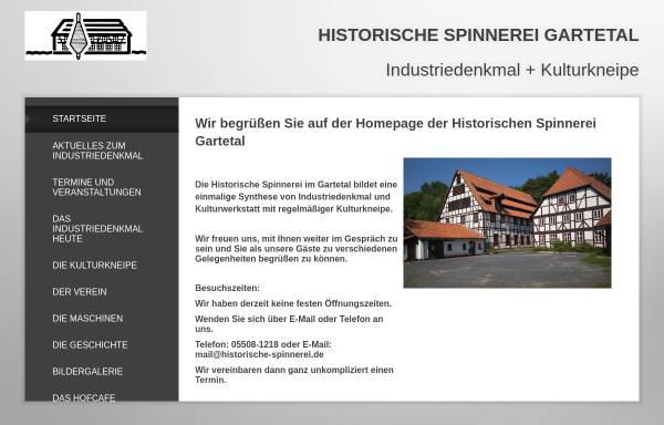 Vorschau von www.historische-spinnerei.de, Historische Spinnerei Gartetal e.V.