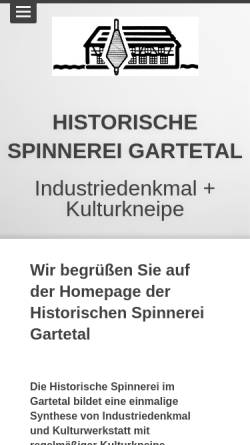 Vorschau der mobilen Webseite www.historische-spinnerei.de, Historische Spinnerei Gartetal e.V.