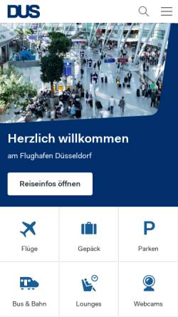 Vorschau der mobilen Webseite www.duesseldorf-international.de, Flughafen Düsseldorf International Webcam